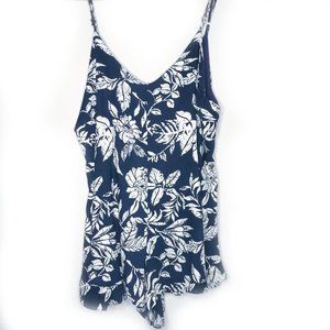 Petite Honey Punch Navy Blue Floral Romper
